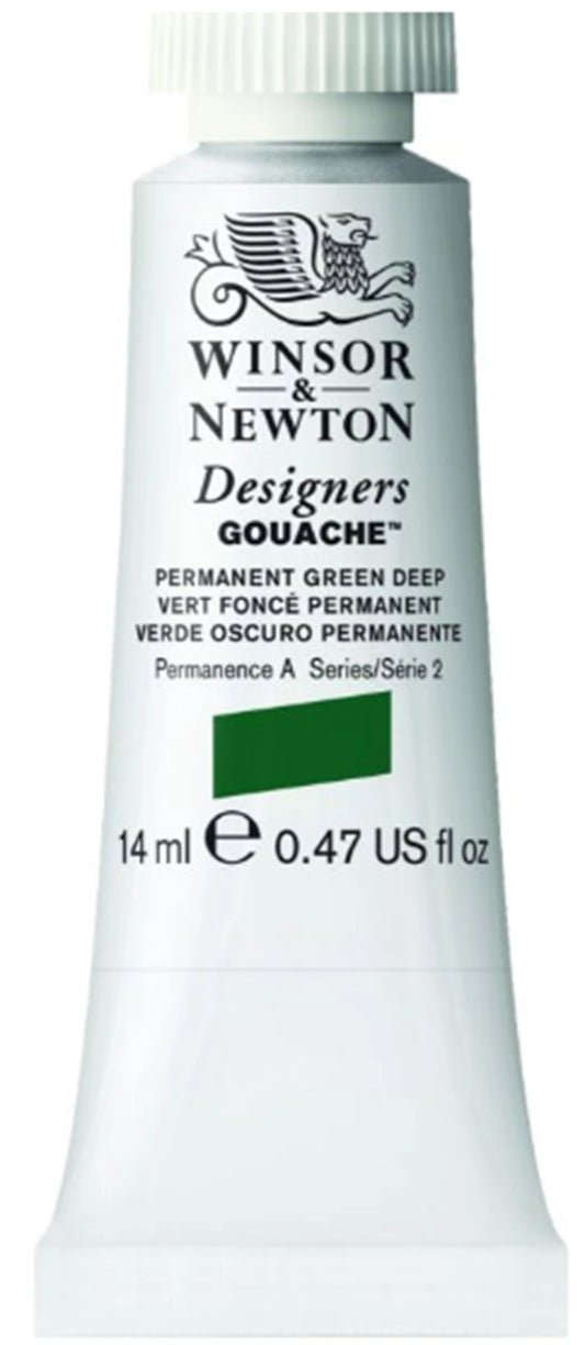 W&N DESIGNERS GOUACHE 14ML TUBE PERMANENTGRÜN DUNKEL