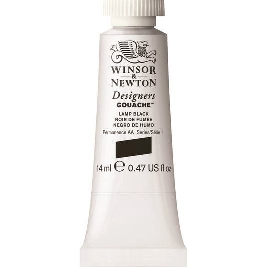 W&N DESIGNERS GOUACHE 14ML TUBE LAMPENSCHWARZ