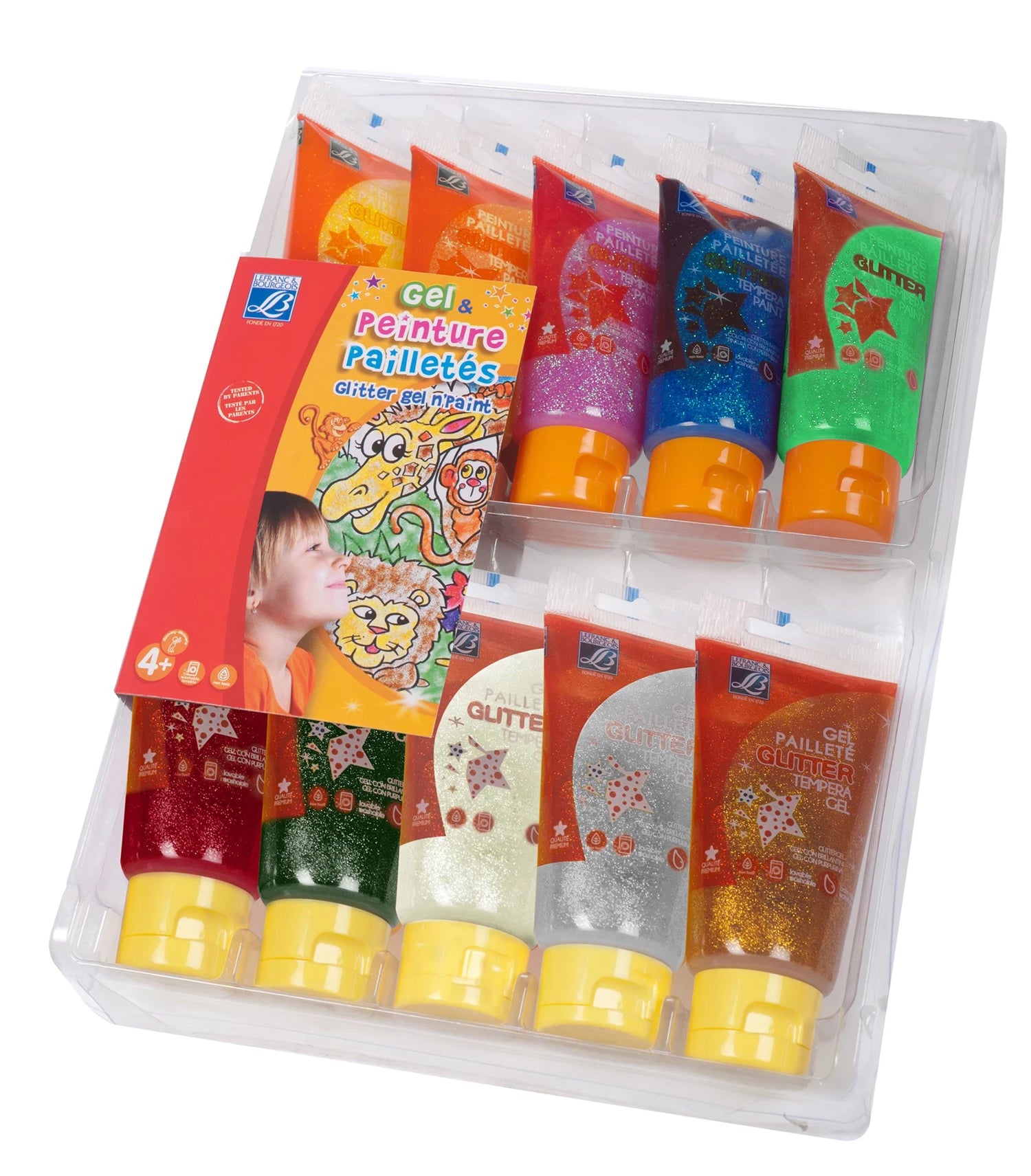 LFB KINDER GLITTERFARBE SET 10 X 75ML TUBEN
