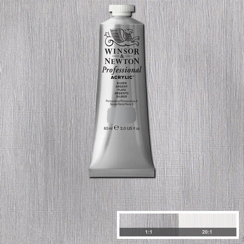 W&N PROF. ACRYLFARBE 60ML TUBE SILBER