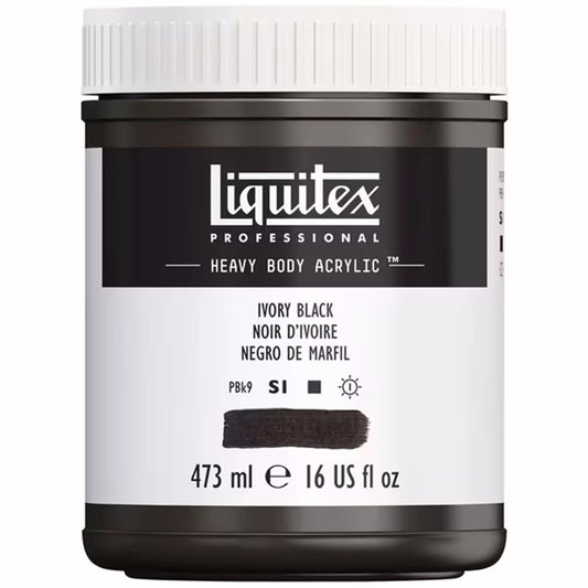 LQX PROF. HEAVY BODY ACRYLFARBE 473ML TOPF ELFENBEINSCHWARZ