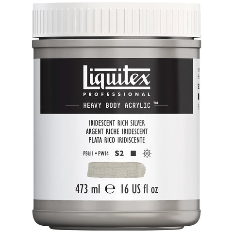 LQX PROF. HEAVY BODY ACRYLFARBE 473ML TOPF REICHES SILBER