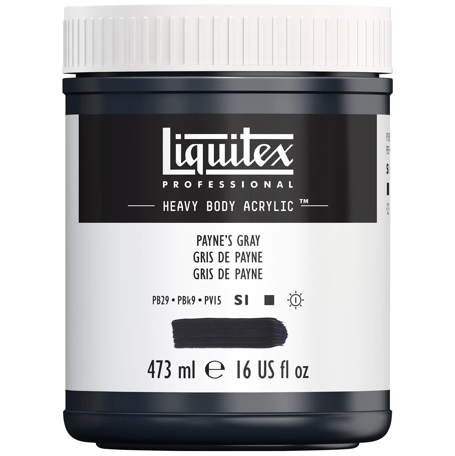 LQX PROF. HEAVY BODY ACRYLFARBE 473ML TOPF PAYNES GRAU