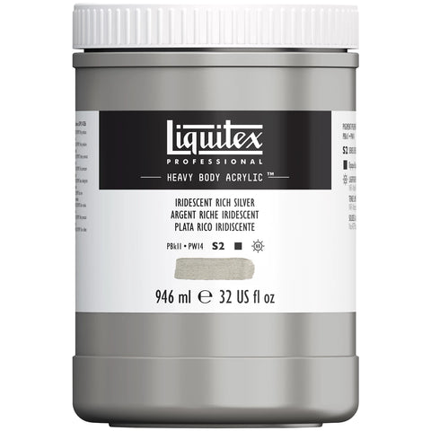 LQX PROF. HEAVY BODY ACRYLFARBE 946ML TOPF REICHES SILBER