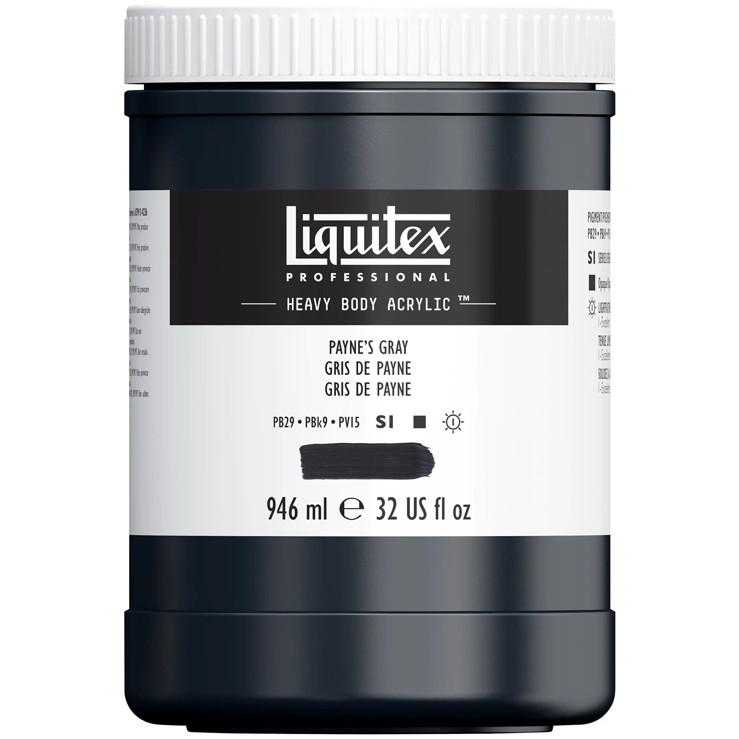 LQX PROF. HEAVY BODY ACRYLFARBE 946ML TOPF PAYNES GRAU