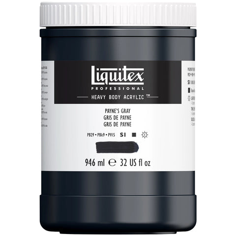 LQX PROF. HEAVY BODY ACRYLFARBE 946ML TOPF PAYNES GRAU