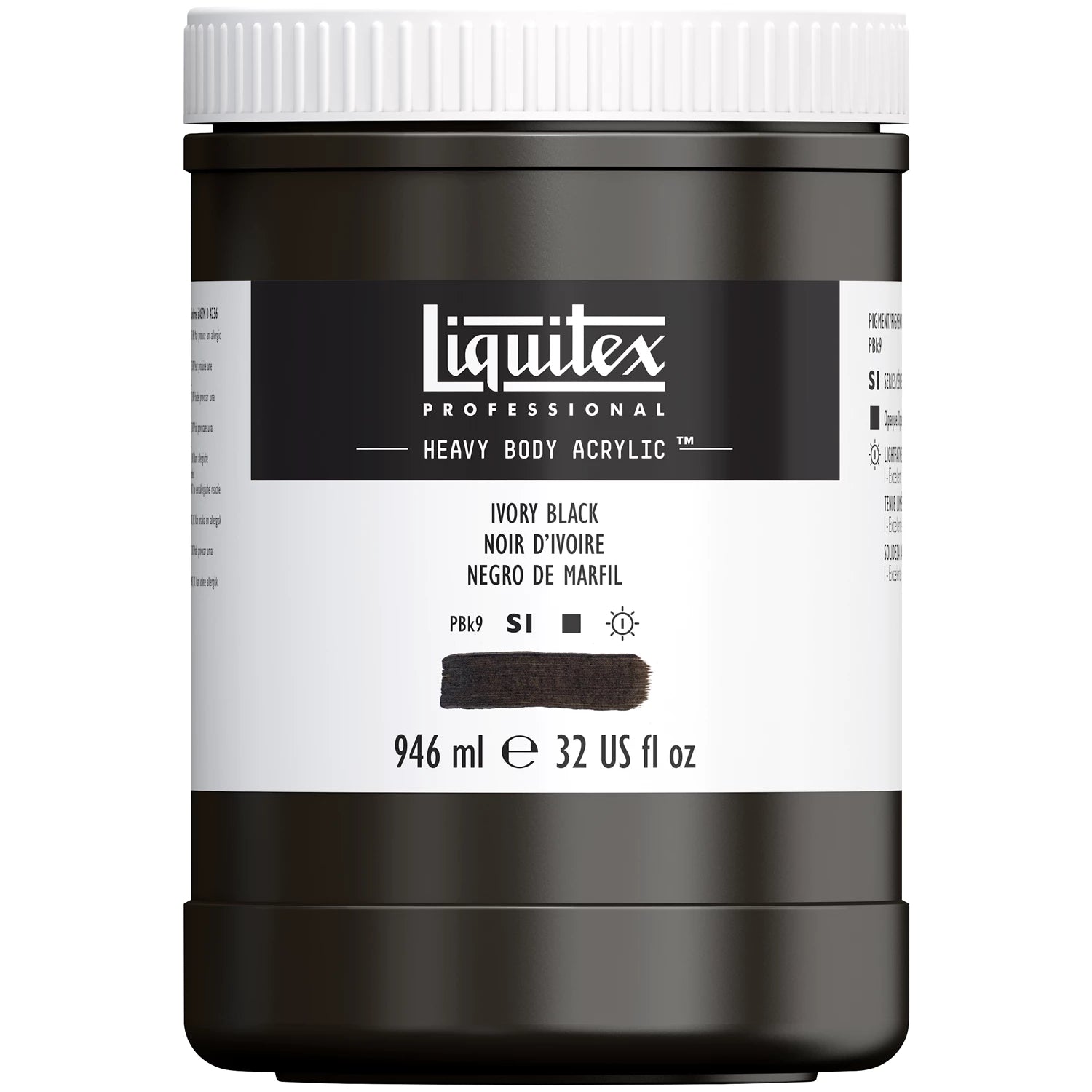 LQX PROF. HEAVY BODY ACRYLFARBE 946ML TOPF ELFENBEINSCHWARZ