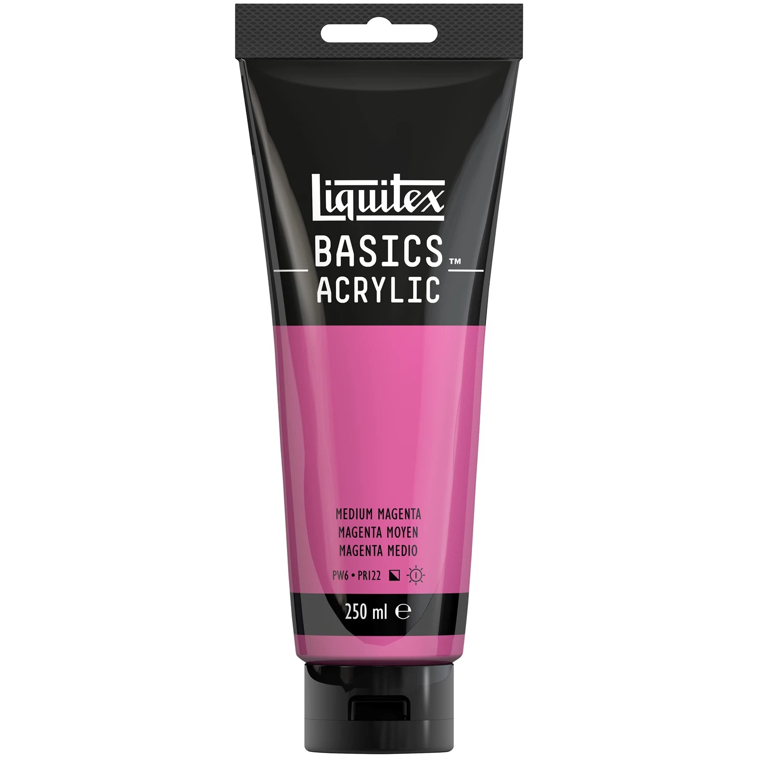 LQX BASICS ACRYLFARBE 250ML TUBE MITTELMAGENTA