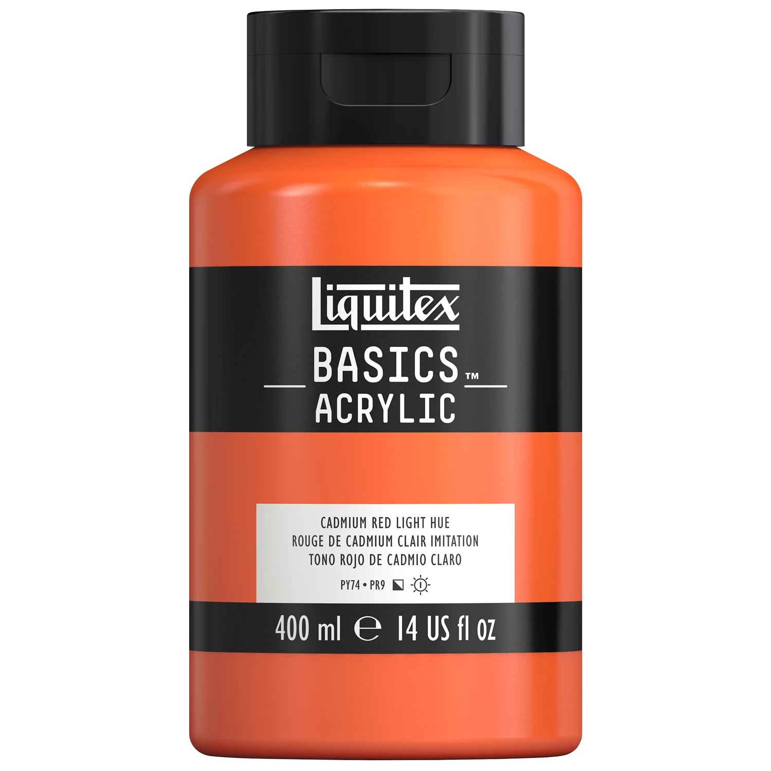 LQX BASICS ACRYLFARBE 400ML FLASCHE KADMIUMROT HELL FARBTON