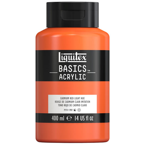 LQX BASICS ACRYLFARBE 400ML FLASCHE KADMIUMROT HELL FARBTON