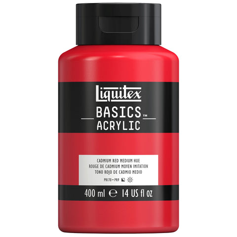 LQX BASICS ACRYLFARBE 400ML FLASCHE KADMIUMROT MITTEL FARBTO