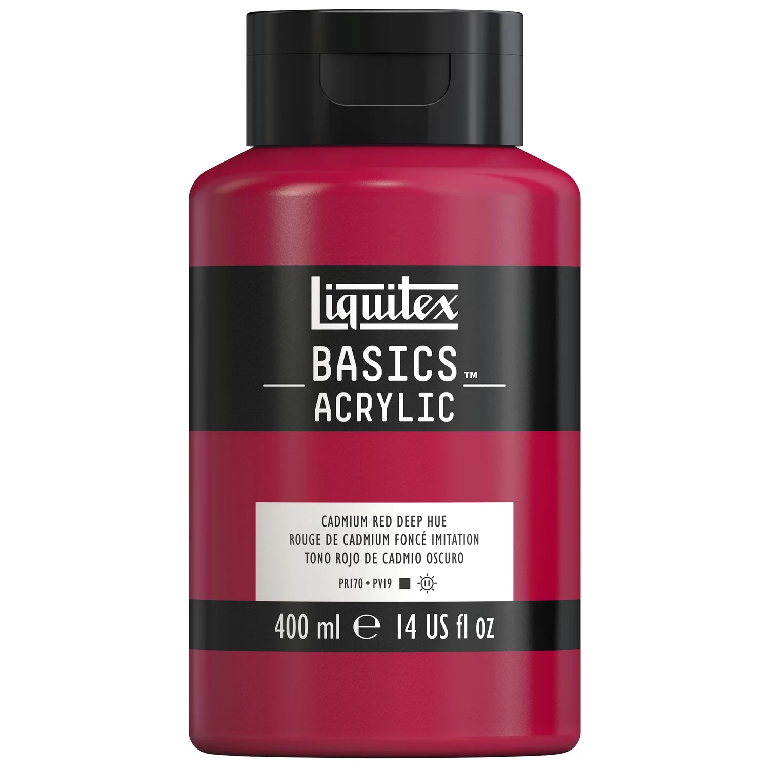 LQX BASICS ACRYLFARBE 400ML FLASCHE KADMIUMROT DUNKEL FARBTO