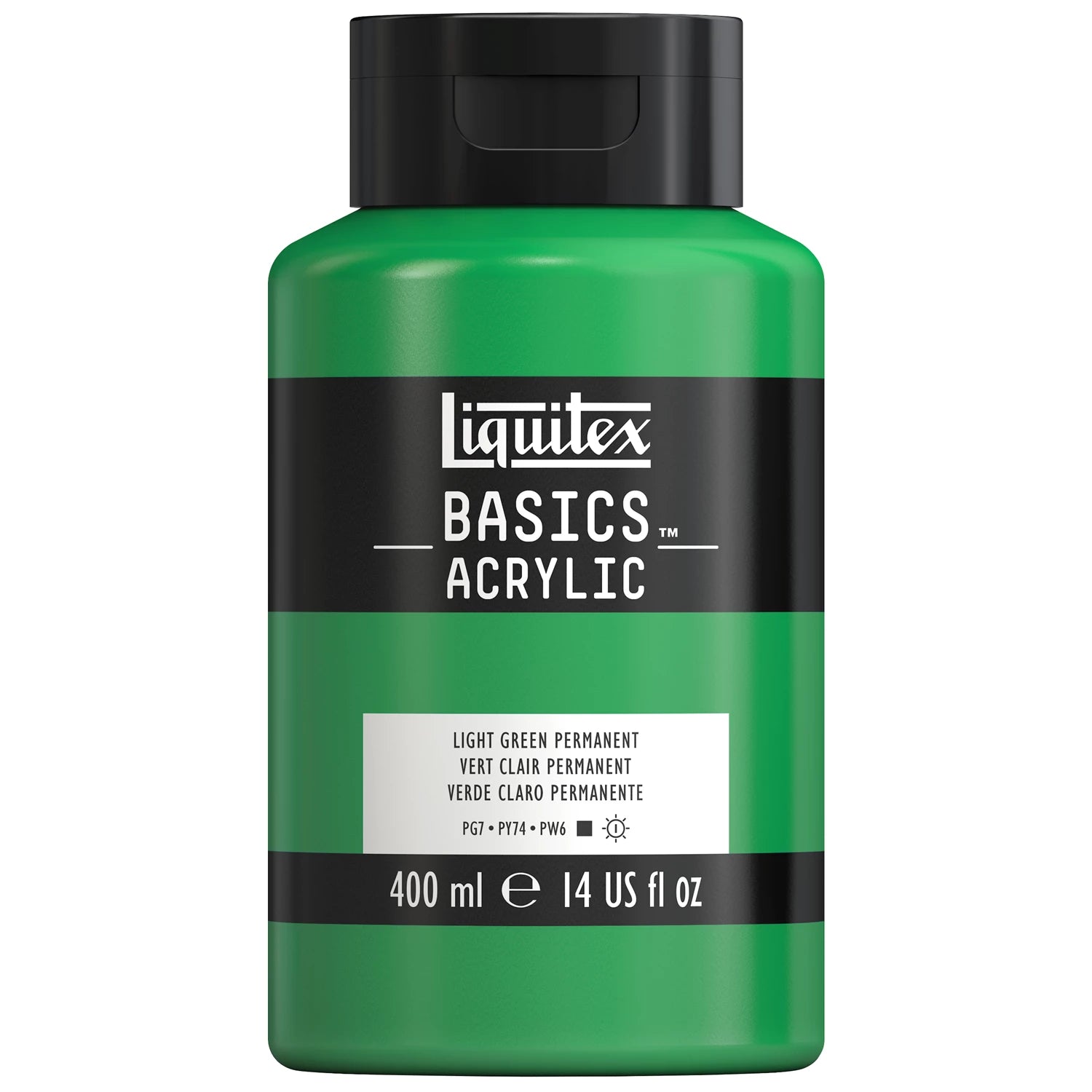 LQX BASICS ACRYLFARBE 400ML FLASCHE HELLGRÜN PERMANENT