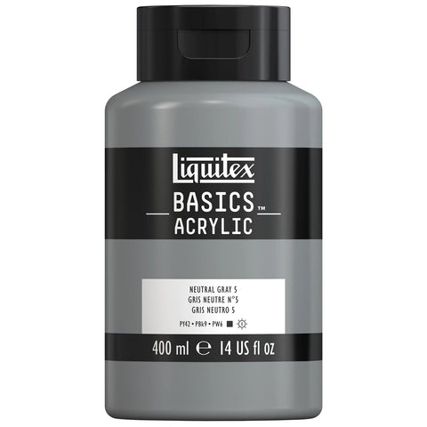 LQX BASICS ACRYLFARBE 400ML FLASCHE NEUTRALGRAU NR. 5