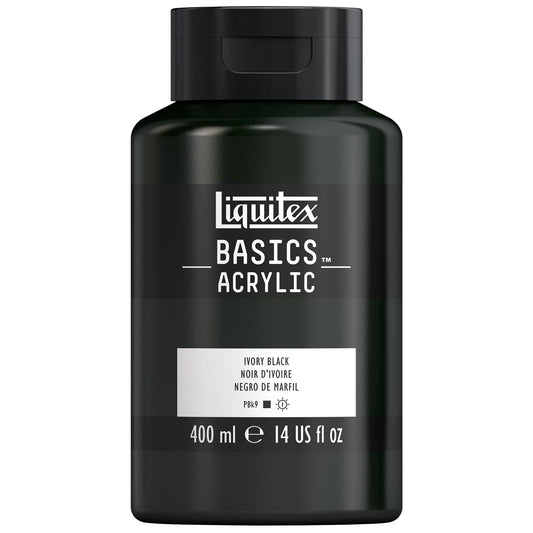 LQX BASICS ACRYLFARBE 400ML FLASCHE ELFENBEINSCHWARZ