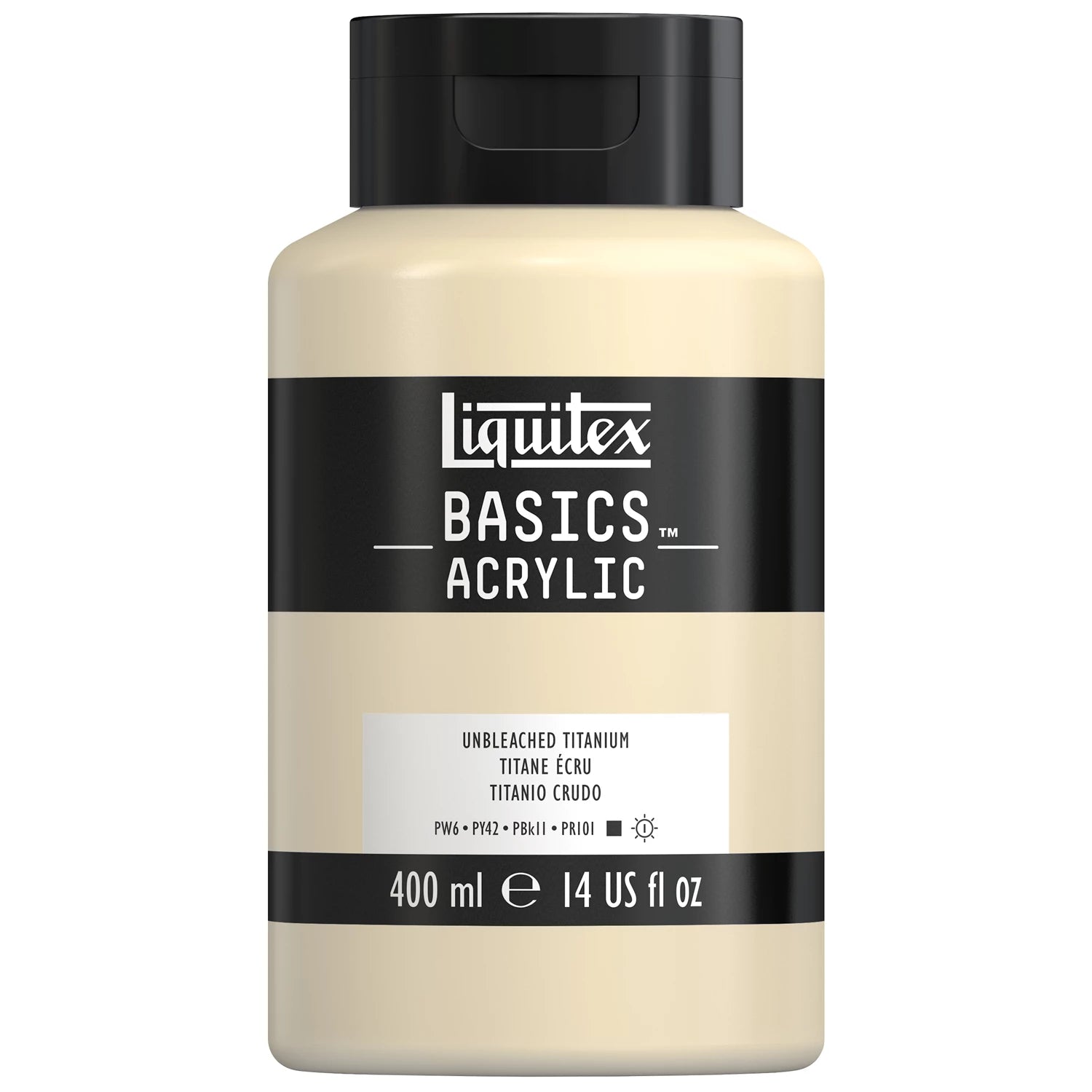 LQX BASICS ACRYLFARBE 400ML FLASCHE UNGEBLEICHTES TITAN