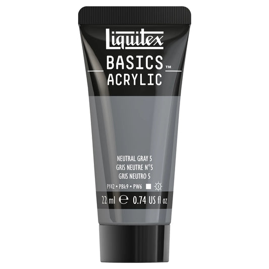 LQX BASICS ACRYLFARBE 22ML TUBE NEUTRALGRAU NR. 5