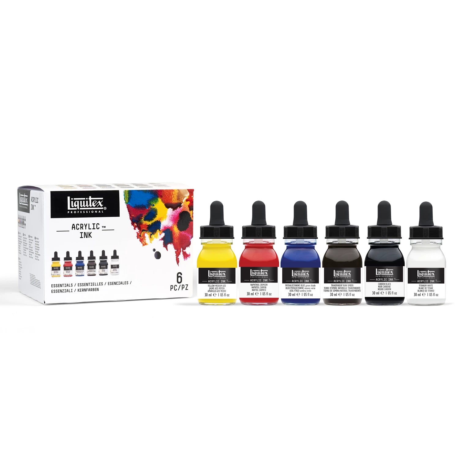 LQX PROF. ACRYLIC INK SET BASISFARBEN 6 X 30 ML FLASCHEN