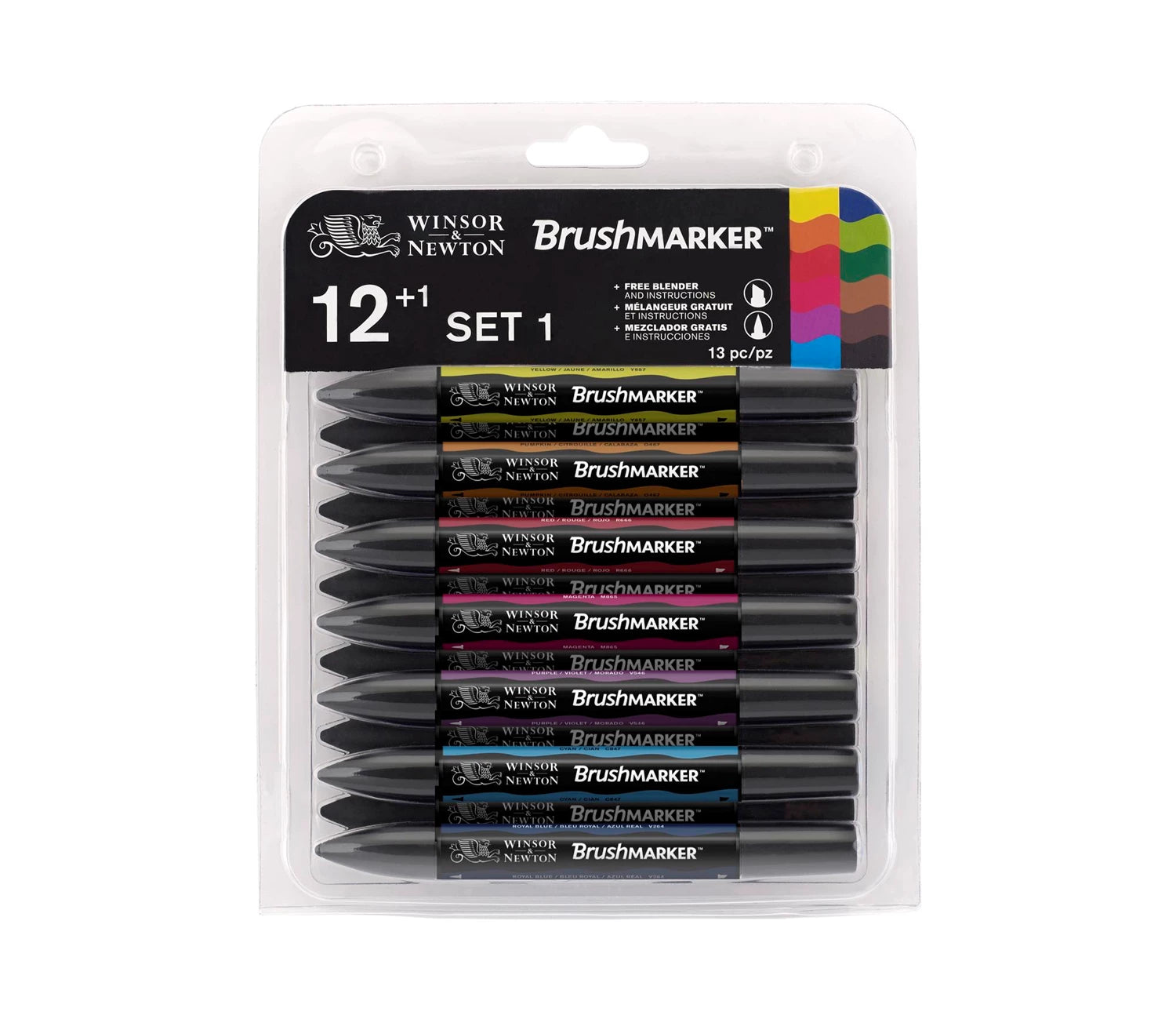 W&N PROMARKER BRUSH 12+1 SET LEBENDIGE TÖNE