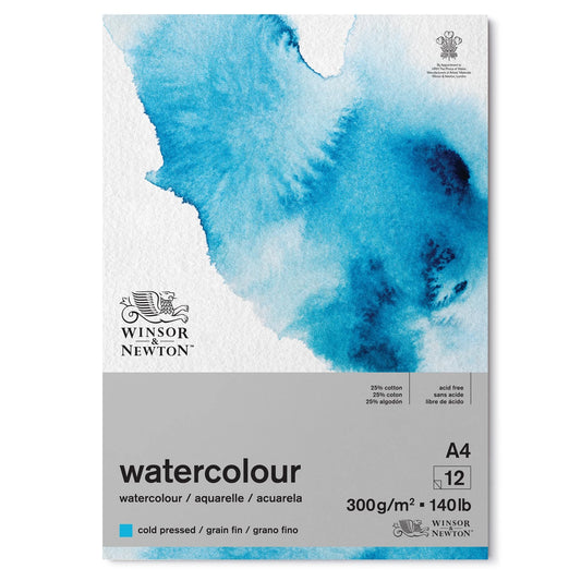 W&N AQUARELLBLOCK KLASSISCH GELEIMT, 12 BLATT, 300G/M², A4