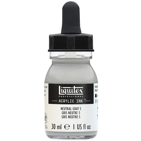 LQX PROF. ACRYLIC INK 30ML FLASCHE NEUTRALGRAU NUMMER 5