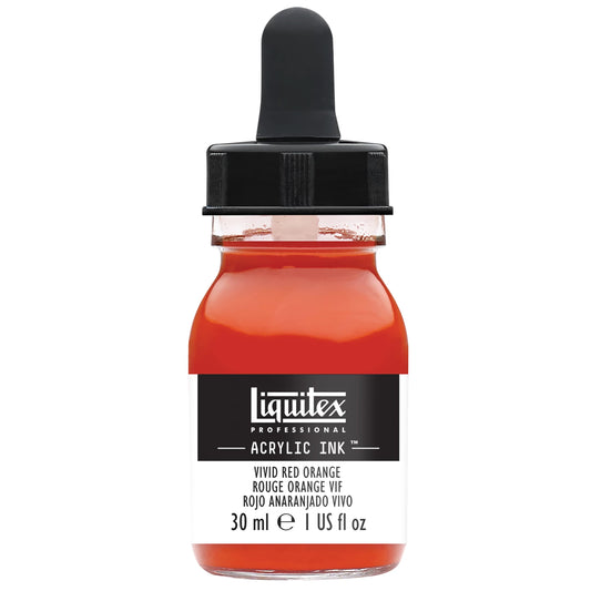 LQX PROF. ACRYLIC INK 30ML FLASCHE ROTORANGE LEUCHTEND