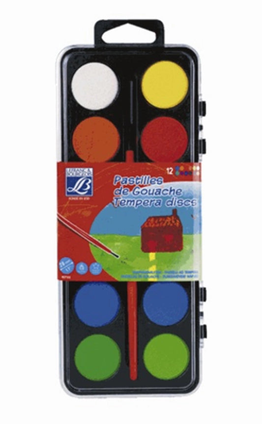 LFB SCHULFARBEN GOUACHESET 12 TABLETTEN 28MM