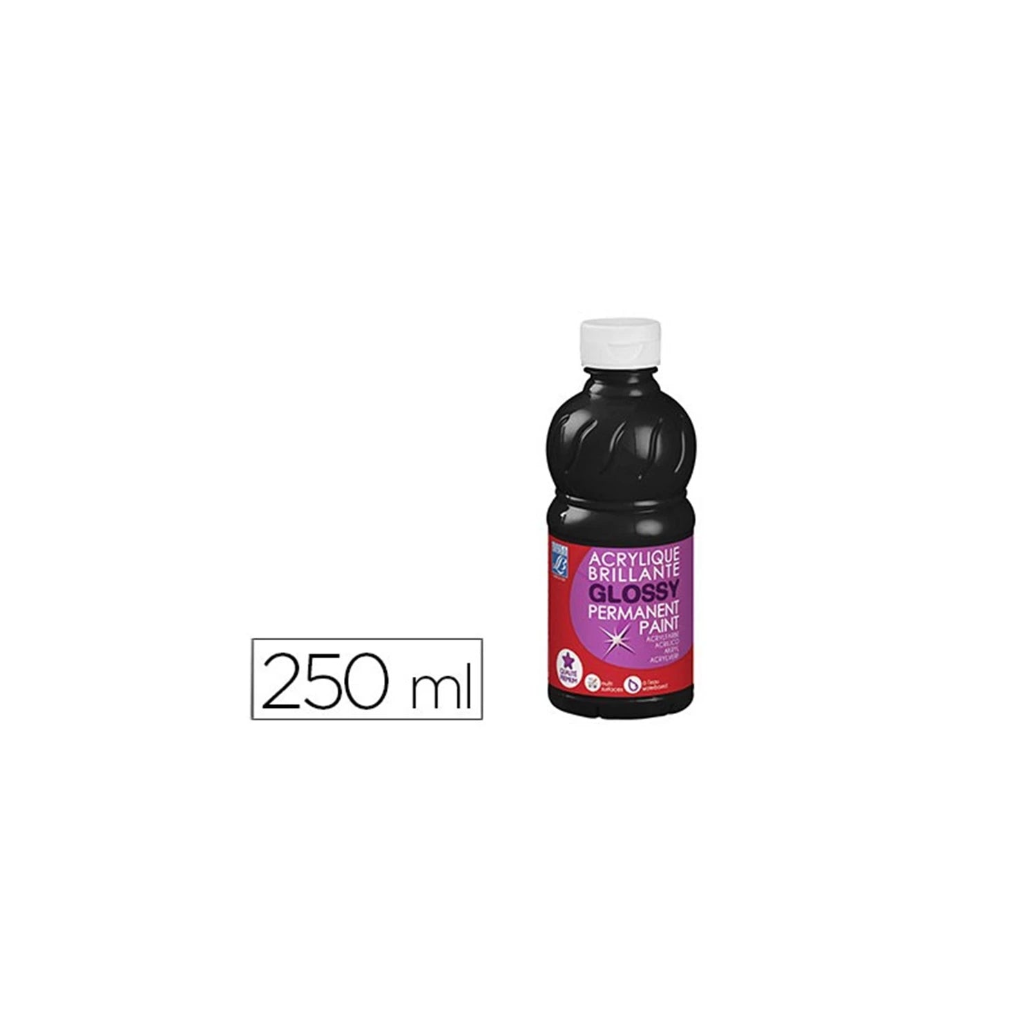 LFB GLOSSY ACRYLFARBE 250ML FLASCHE - SCHWARZ
