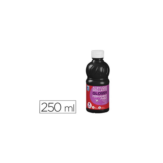 LFB GLOSSY ACRYLFARBE 250ML FLASCHE - SCHWARZ