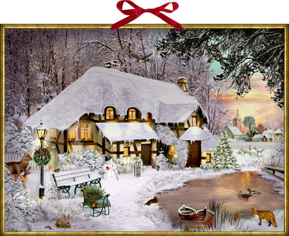 COPPENRATH Adventskalender 52x38cm 71997 Winterlichtes Cottage