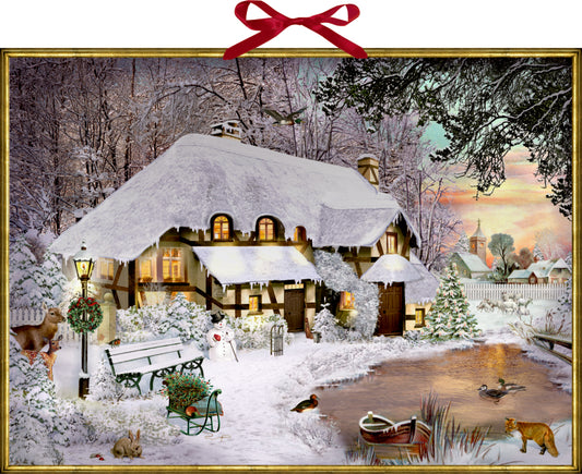 COPPENRATH Adventskalender 52x38cm 71997 Winterlichtes Cottage