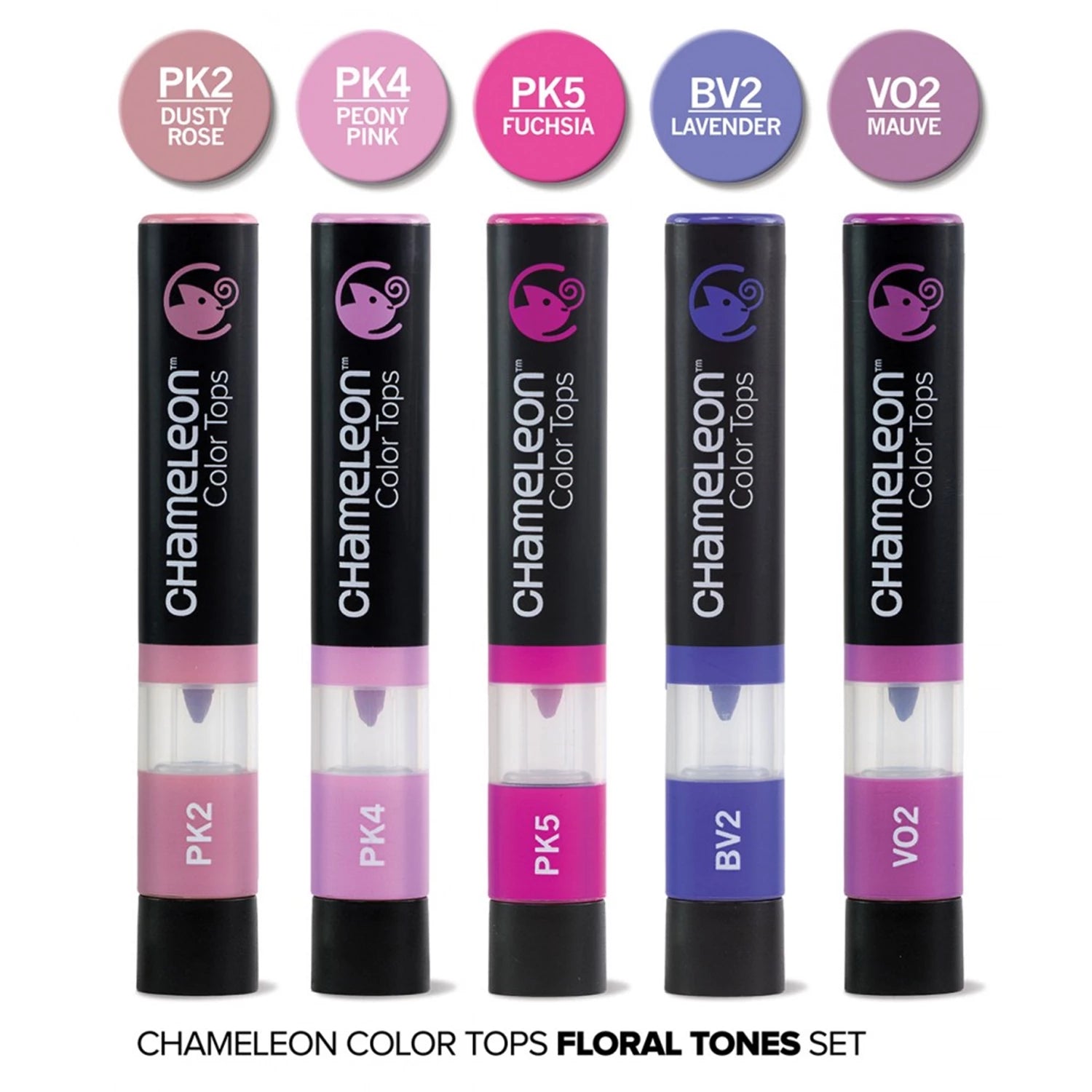 CHAMELEON 5-PEN TOPS FLORAL TONES SET