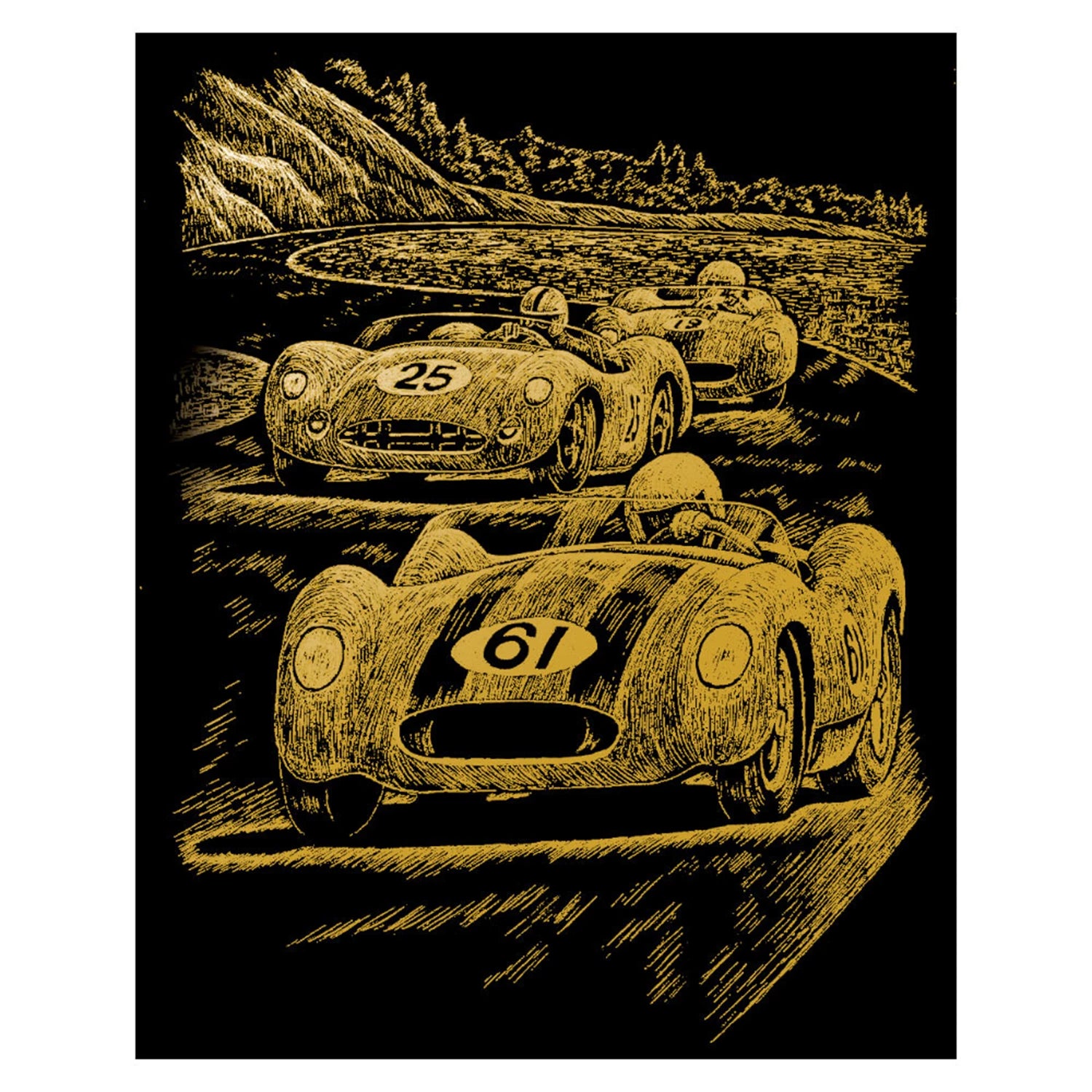 R&L GRAVURES D'ART STD OR COURSE DE VIEUX BOLIDES 21.3X29.5C