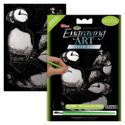 R&L GRAVURES D'ART MINI ARGENT MACAREUX 14X20CM