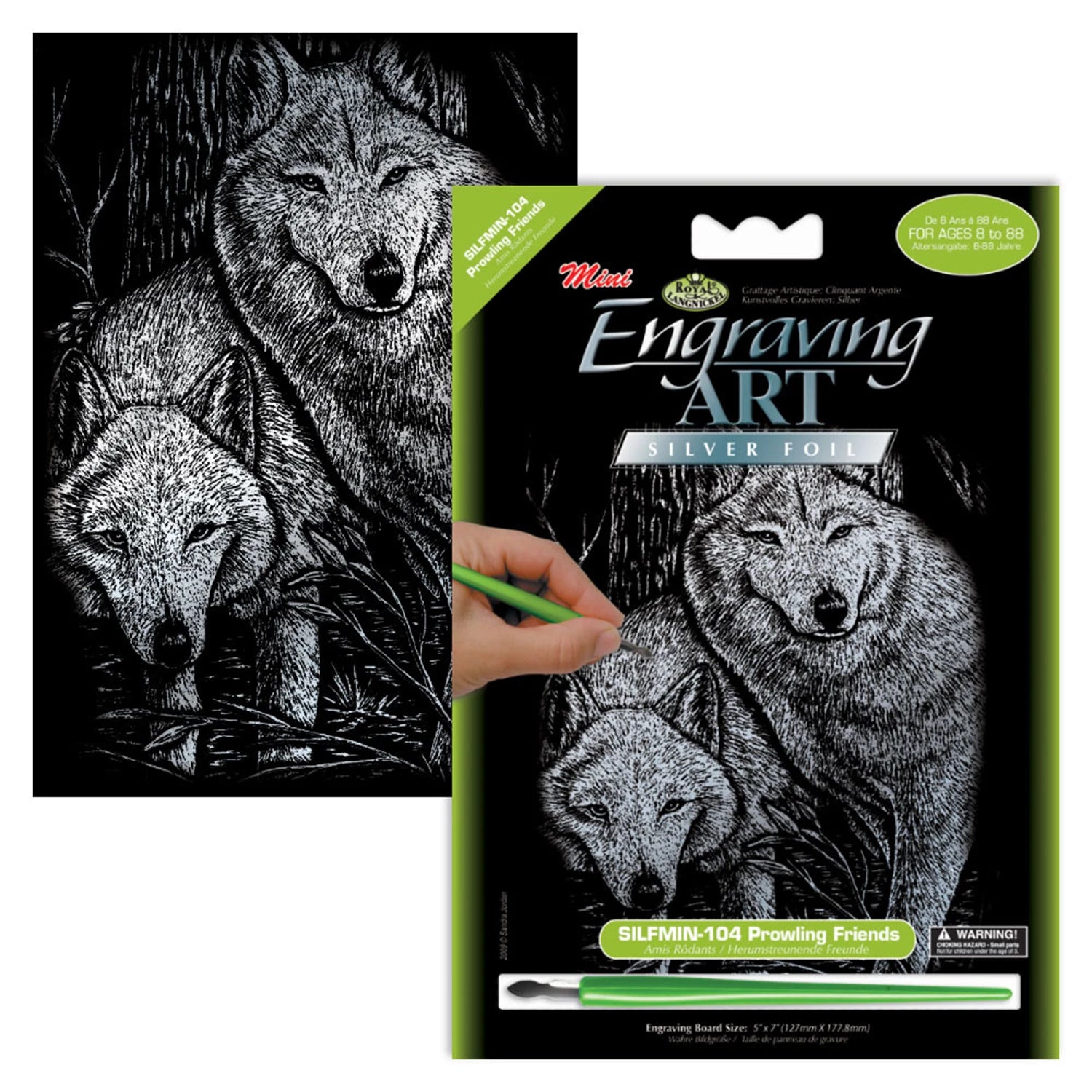 R&L GRAVURES D'ART MINI ARGENT LOUPS 14X20CM