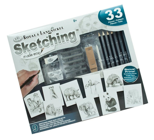 R&L COFFRET DESSIN/ESQUISSE 9 PROJETS ANIMAUX EXOTIQUES 33PC