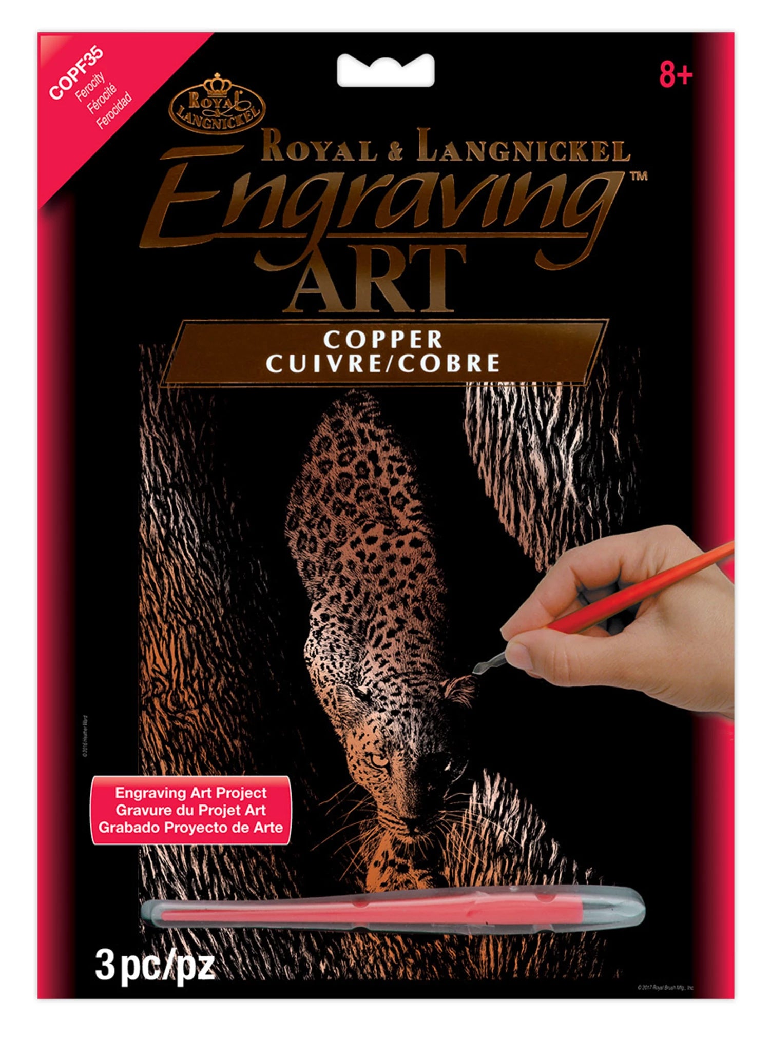 R&L GRAVURES D'ART STD CUIVRE JAGUAR A L'AFFUT 21.3X29.5CM