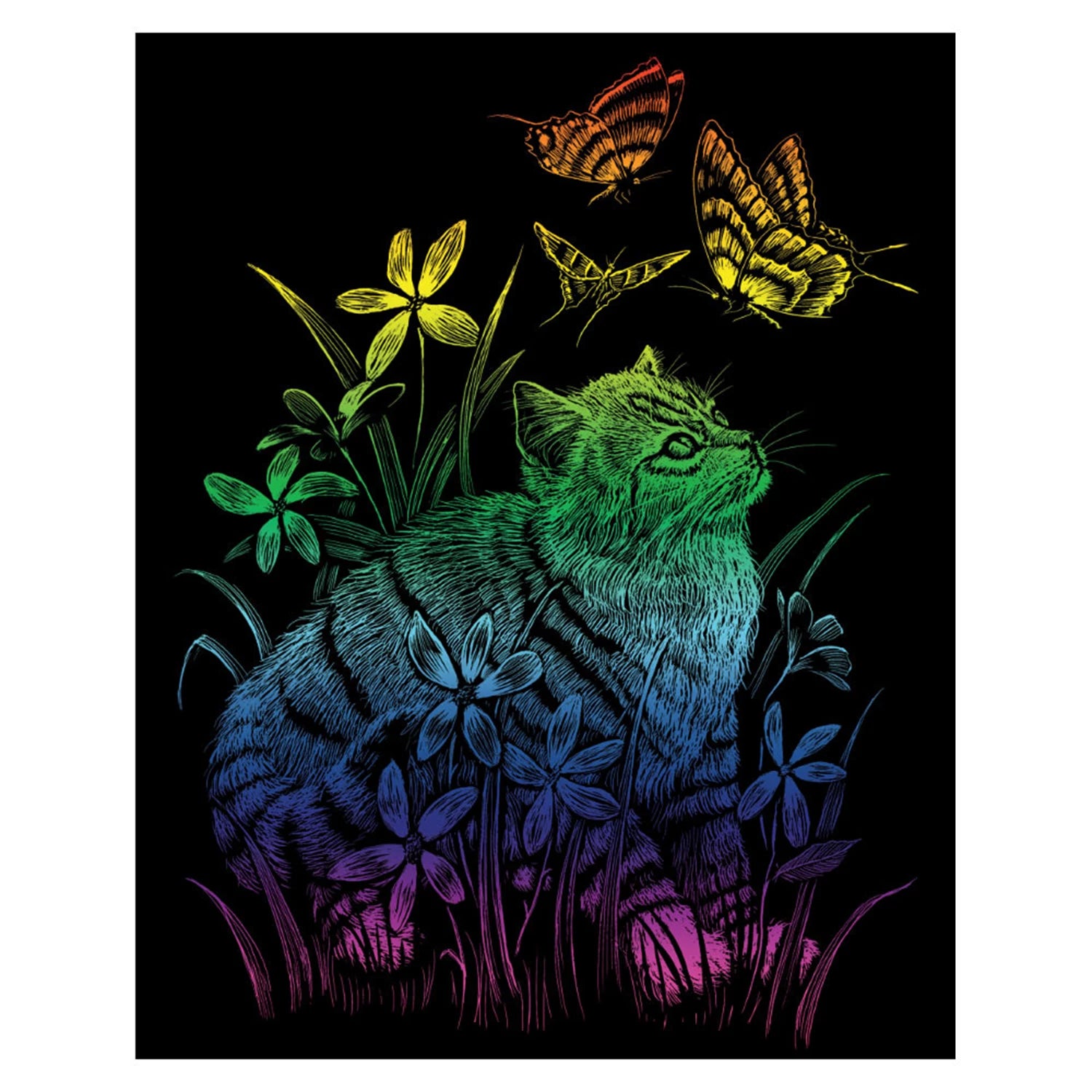 R&L GRAVURES D'ART STD ARC-EN-CIEL CHATON & PAPILLON 21.3X29