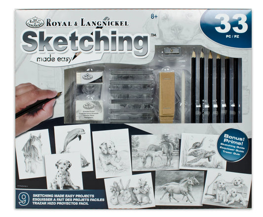 R&L COFFRET DESSIN/ESQUISSE 9 PROJETS ANIMAUX FAMILIERS 33PC