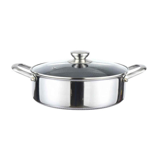 Cheffinger Bräter mit Deckel – 28 cm – Edelstahl – Wabenmuster – Induktionsgeeignet-PSC28