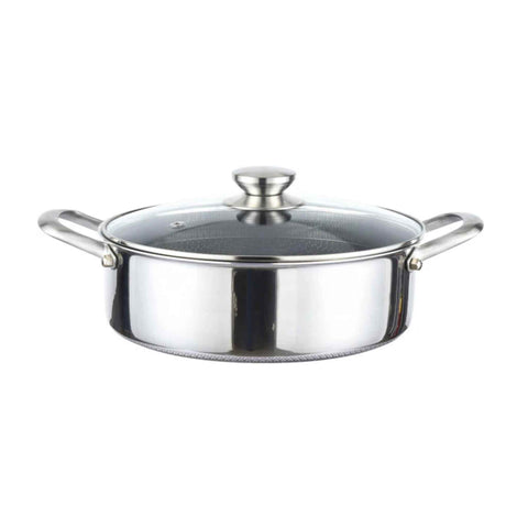 Cheffinger Bräter mit Deckel – 28 cm – Edelstahl – Wabenmuster – Induktionsgeeignet-PSC28