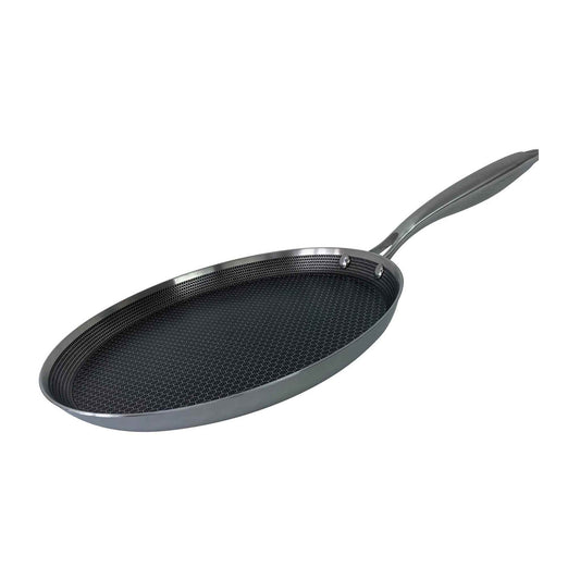 Cheffinger Crêpe- und Pfannkuchenpfanne – 28 cm – Edelstahl – Wabenmuster – Induktionsgeeignet – Pizzapfanne