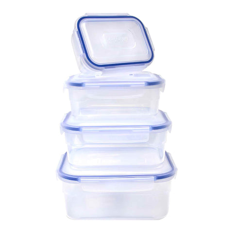 Cheffinger, Set mit 4 kompakten, stapelbaren Aufbewahrungsboxen, transparent