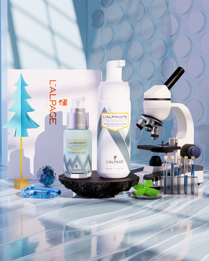 Set ou Coffret Cadeau DUO Gel Soin Complet Hydratant + Mousse Nettoyante L'ALPINISTE
