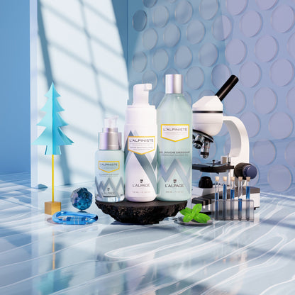 Set / Coffret Cadeau Gel Soin Complet Hydratant + Gel Douche Energisant + Mousse Nettoyante L'ALPINISTE