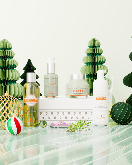 Set ou Coffret Cadeau Crème Matifiante et Lissante + Sérum Matifiant et Lissant + Mousse Nettoyante + Huile Douche INALP