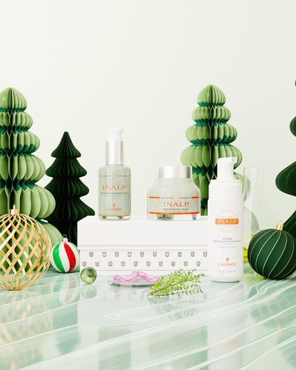 Set ou Coffret Gåva Kräm Matifierande och Lätthanterlig + Serum Matifierande och Lätthanterlig + Rengörande Mousse INALP