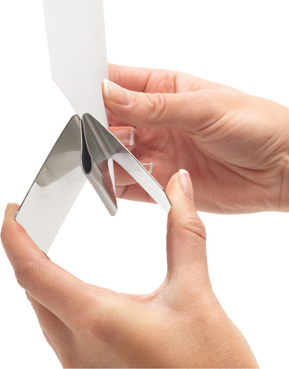 DEFLECTO Kartenhalter Stahl 50x50mm 794161 silber PMMA