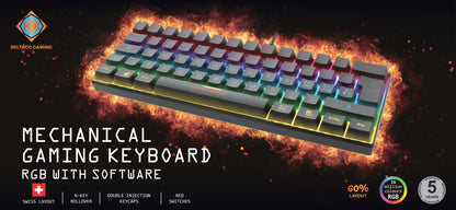 DELTACO TKL Gaming Keyboard mech RGB GAM-075-CH red switch, CH-Layout, black