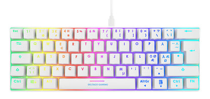 DELTACO TKL Gaming Keyboard mech RGB GAM-075-W-CH red switch, CH-Layout, white